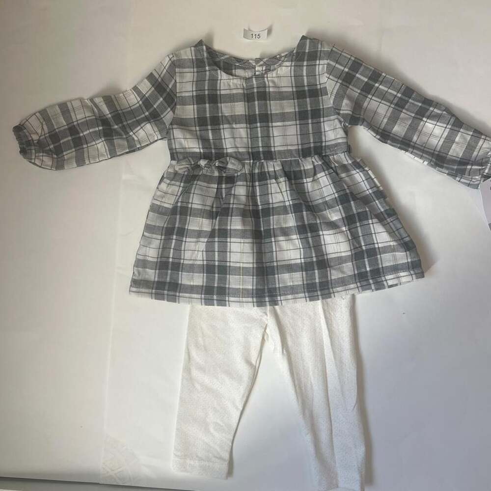 Carter's Plaid Tunic and Legging Set 12m Grey White Glitter